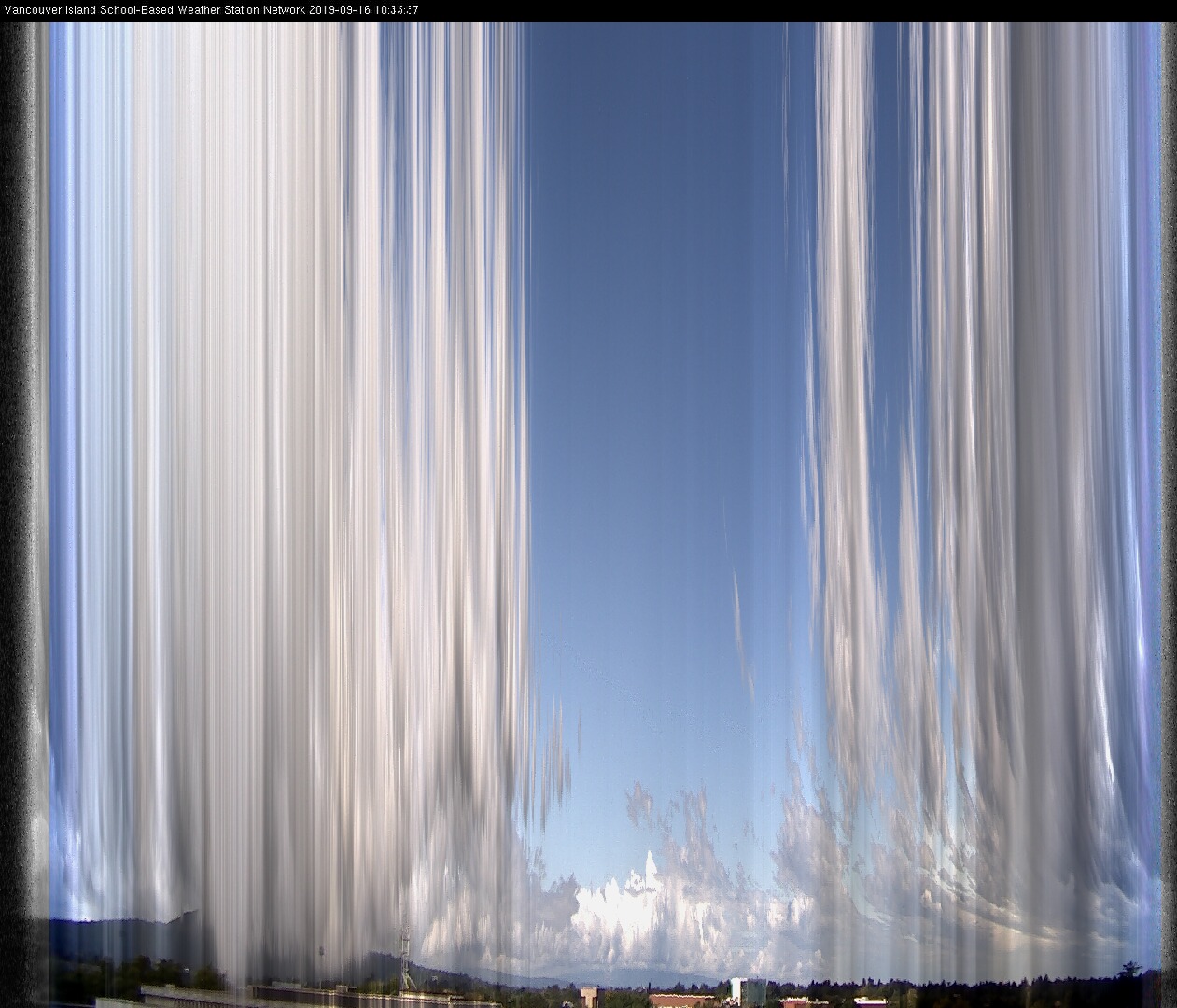 image of the sky seen from UVic, each column of pixels is a different minute, keogram