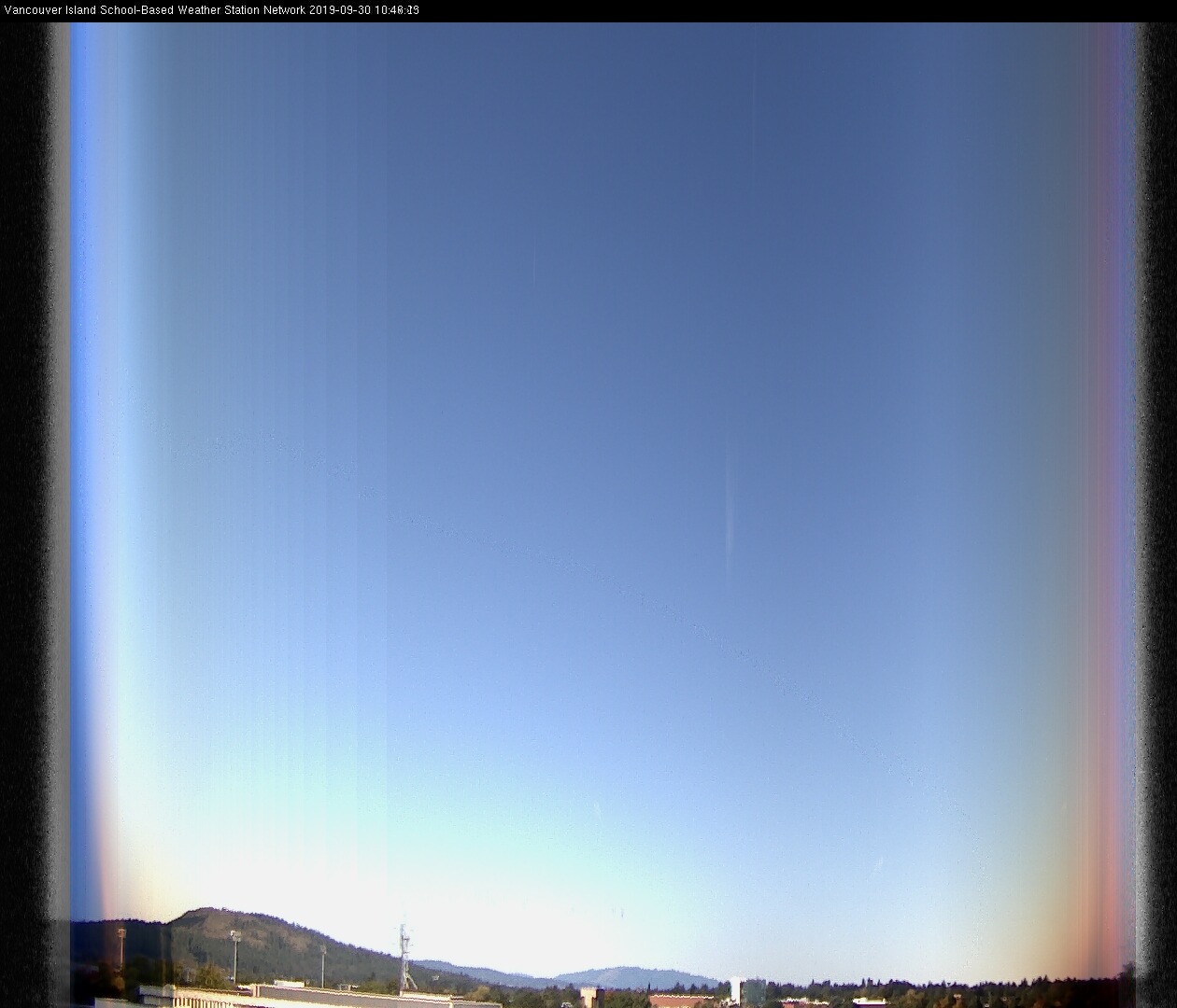 image of the sky seen from UVic, each column of pixels is a different minute, keogram