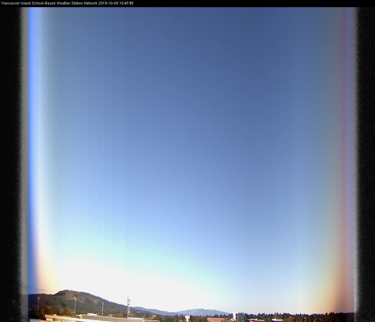 image of the sky seen from UVic, each column of pixels is a different minute, keogram