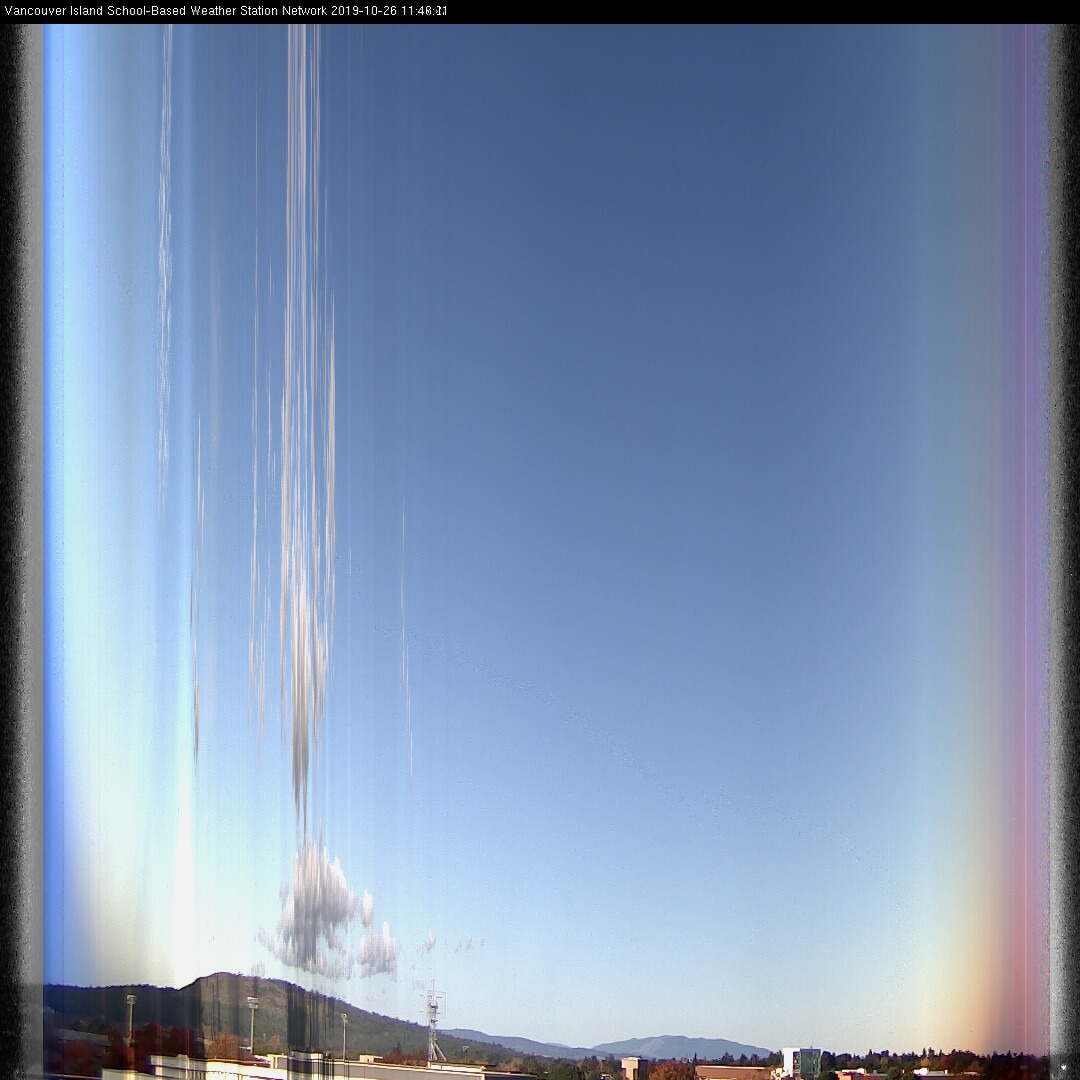 image of the sky seen from UVic, each column of pixels is a different minute, keogram