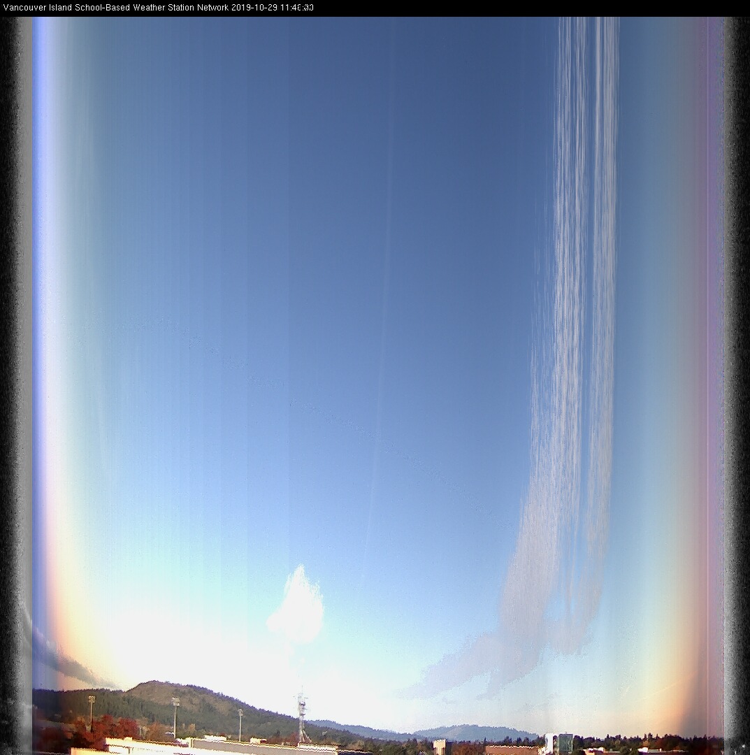 image of the sky seen from UVic, each column of pixels is a different minute, keogram
