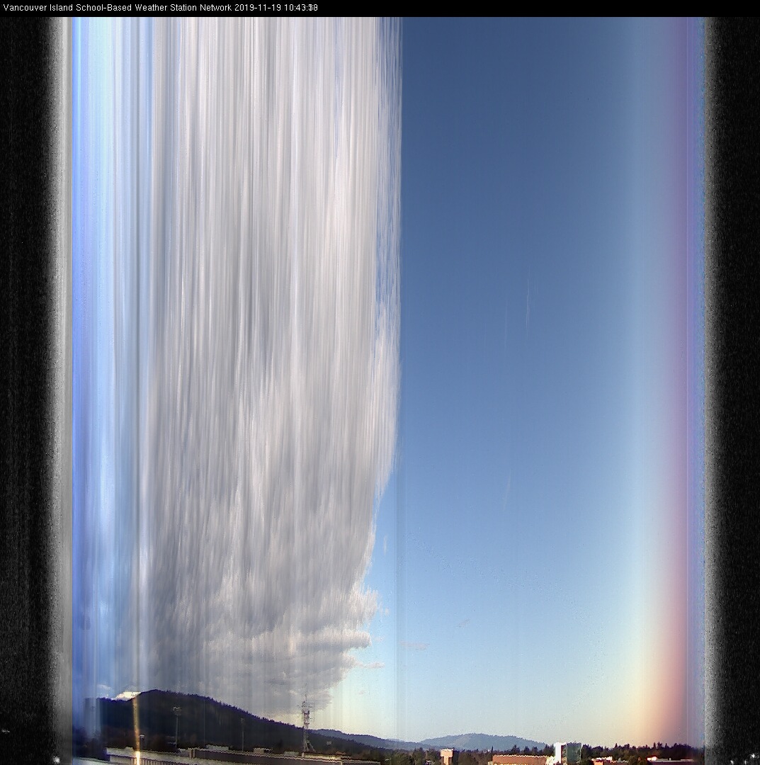 image of the sky seen from UVic, each column of pixels is a different minute, keogram