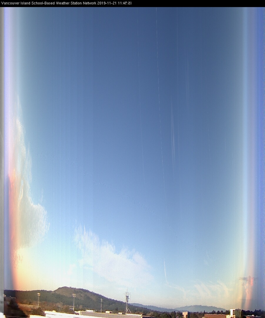 image of the sky seen from UVic, each column of pixels is a different minute, keogram