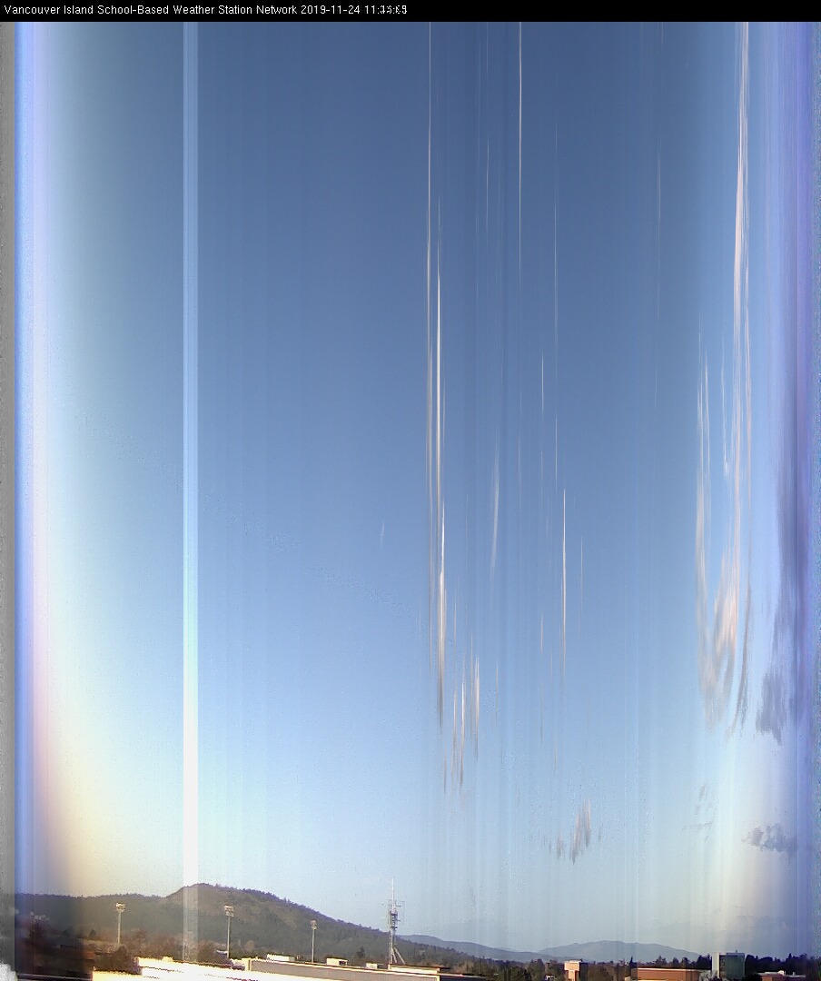 image of the sky seen from UVic, each column of pixels is a different minute, keogram