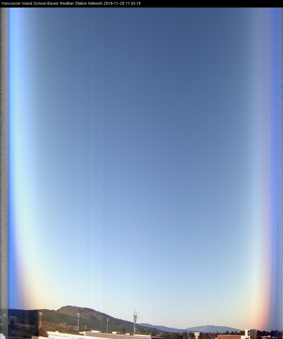 image of the sky seen from UVic, each column of pixels is a different minute, keogram