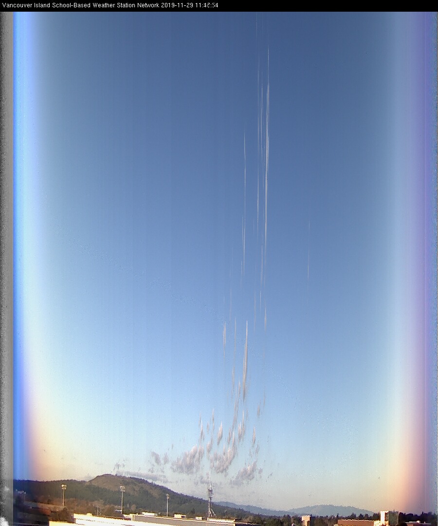 image of the sky seen from UVic, each column of pixels is a different minute, keogram