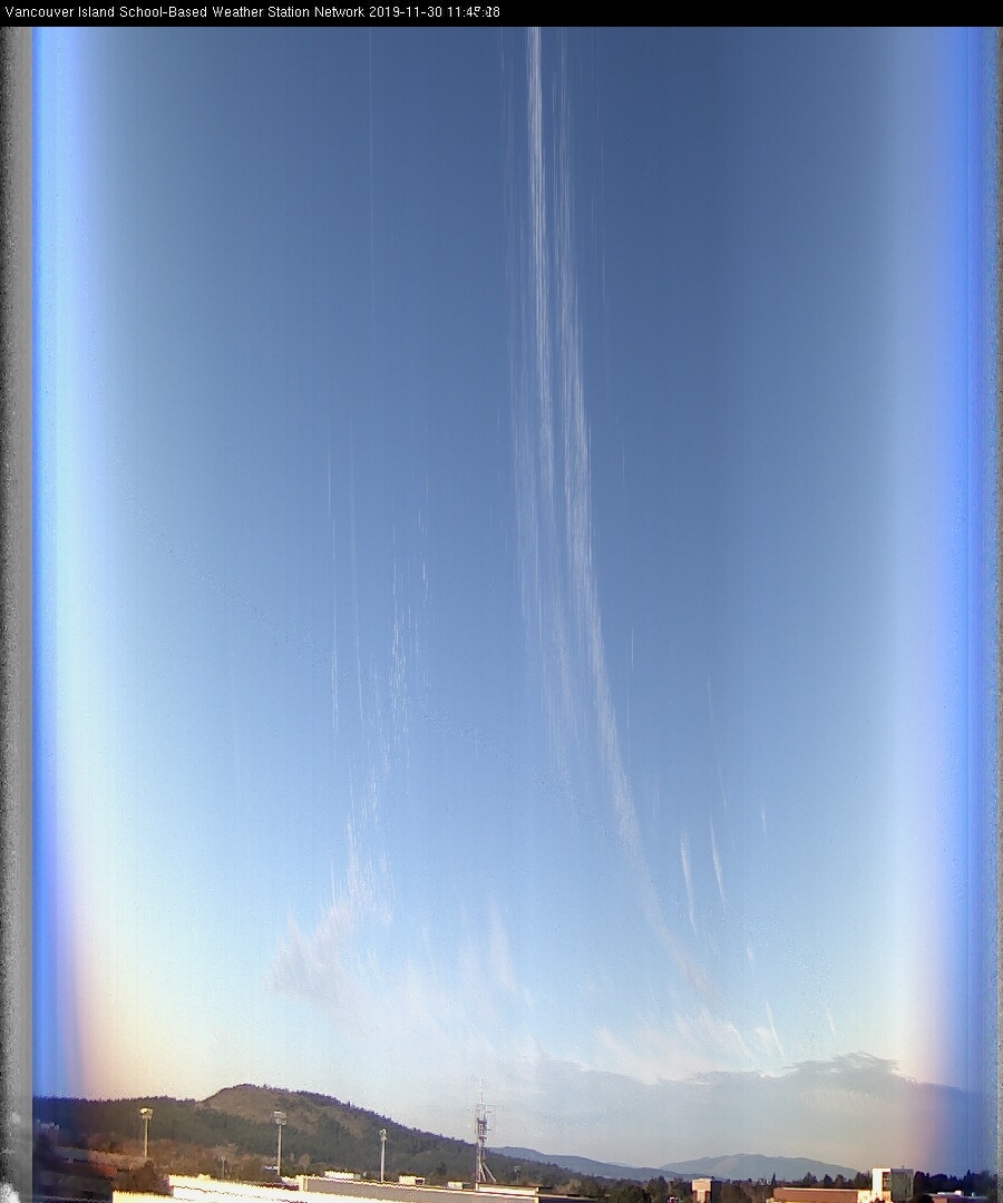 image of the sky seen from UVic, each column of pixels is a different minute, keogram