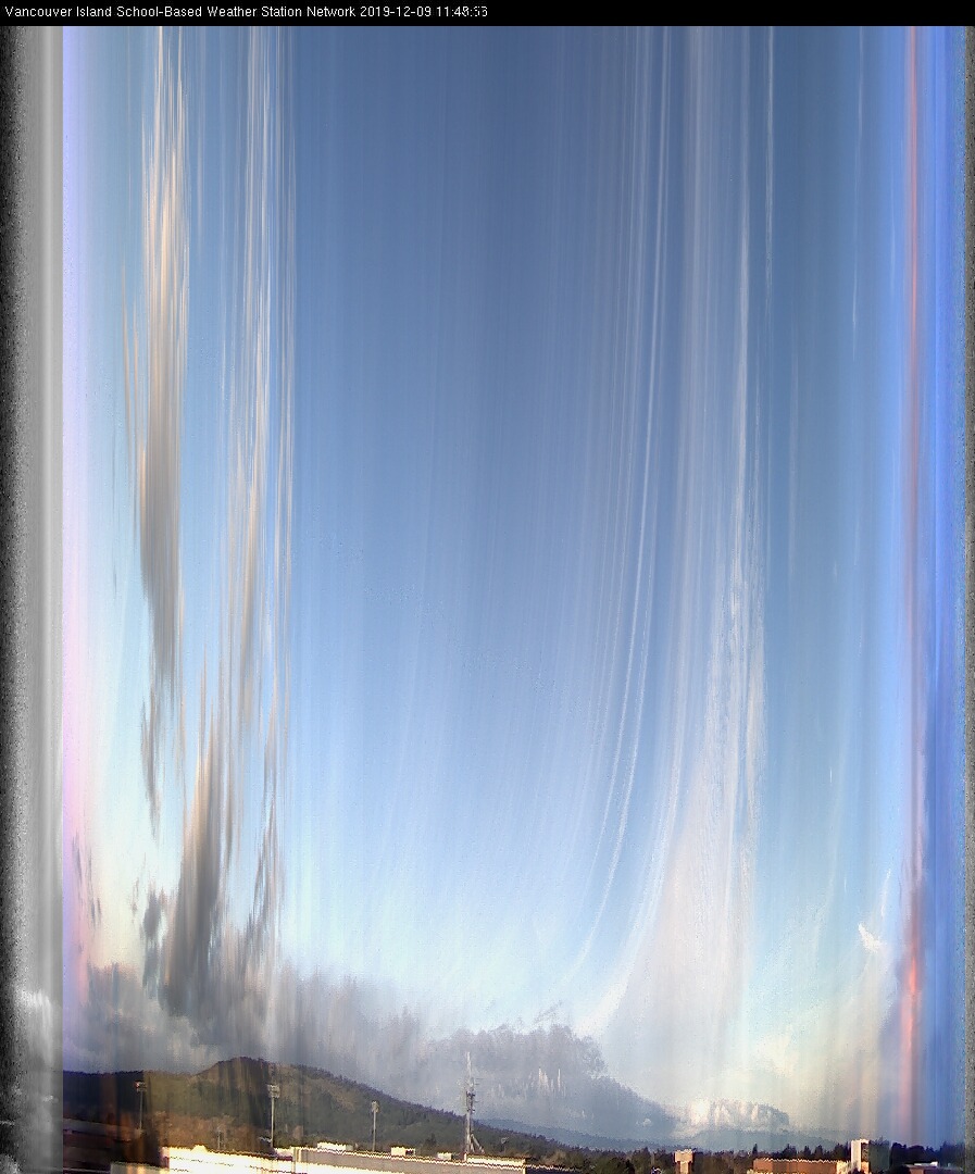 image of the sky seen from UVic, each column of pixels is a different minute, keogram