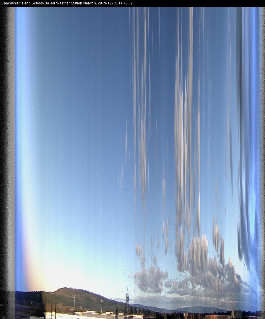 image of the sky seen from UVic, each column of pixels is a different minute, keogram