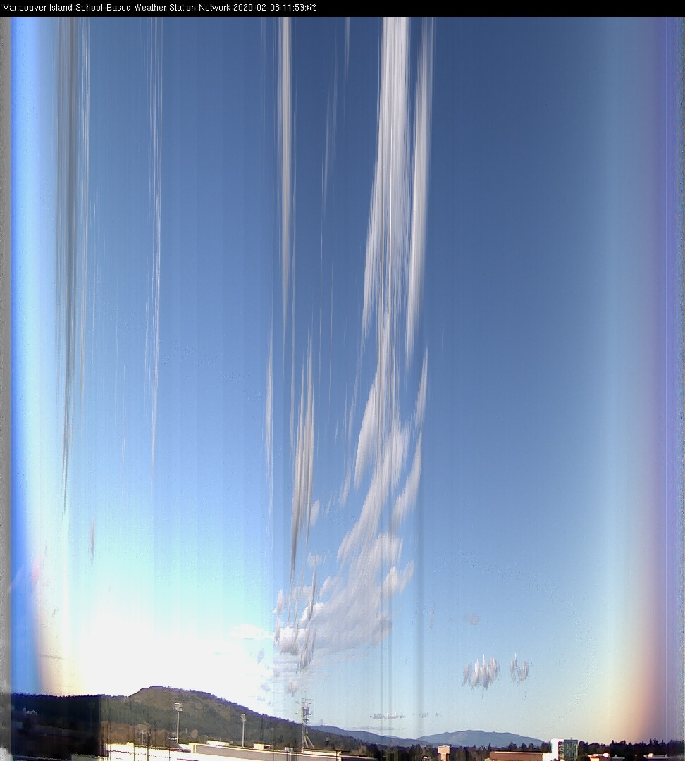 image of the sky seen from UVic, each column of pixels is a different minute, keogram