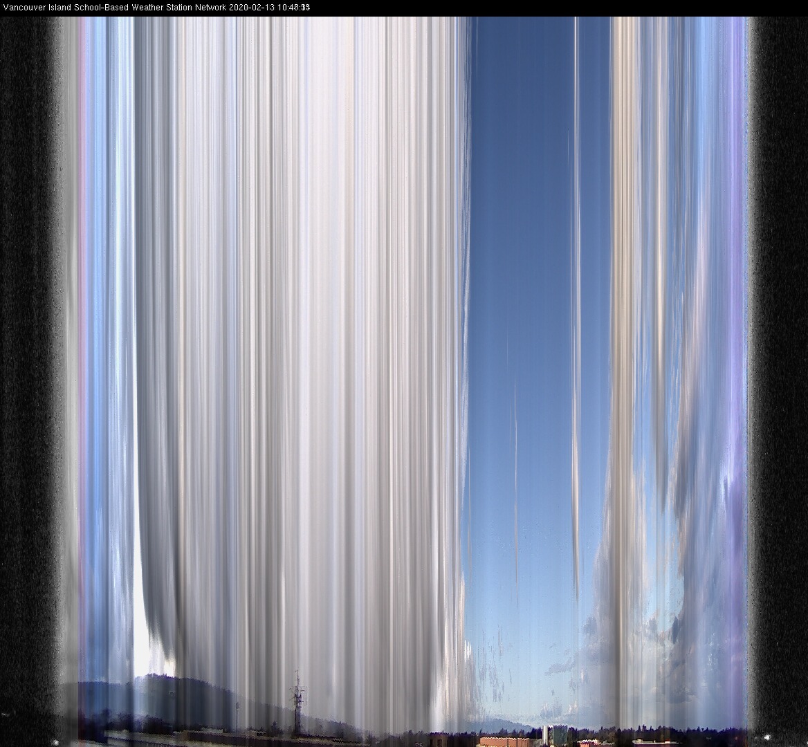 image of the sky seen from UVic, each column of pixels is a different minute, keogram