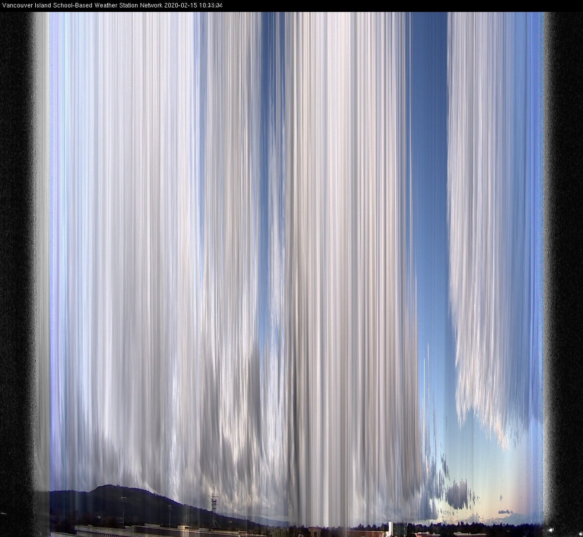 image of the sky seen from UVic, each column of pixels is a different minute, keogram