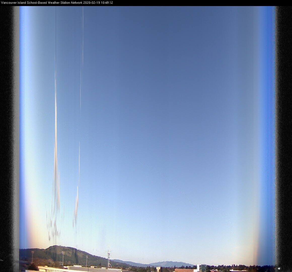 image of the sky seen from UVic, each column of pixels is a different minute, keogram