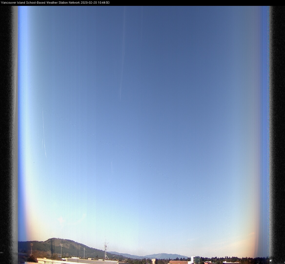 image of the sky seen from UVic, each column of pixels is a different minute, keogram