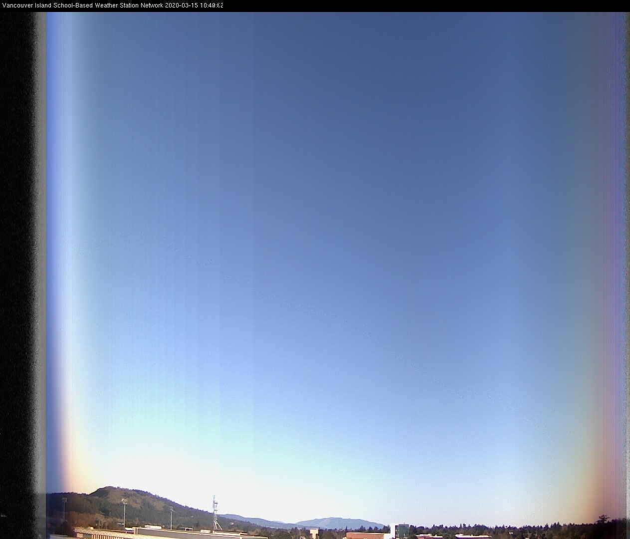 image of the sky seen from UVic, each column of pixels is a different minute, keogram