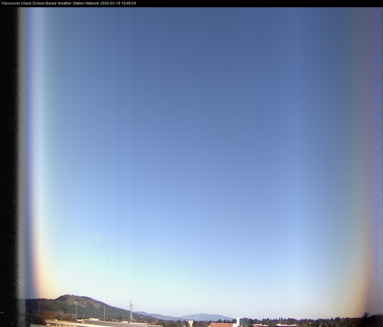 image of the sky seen from UVic, each column of pixels is a different minute, keogram