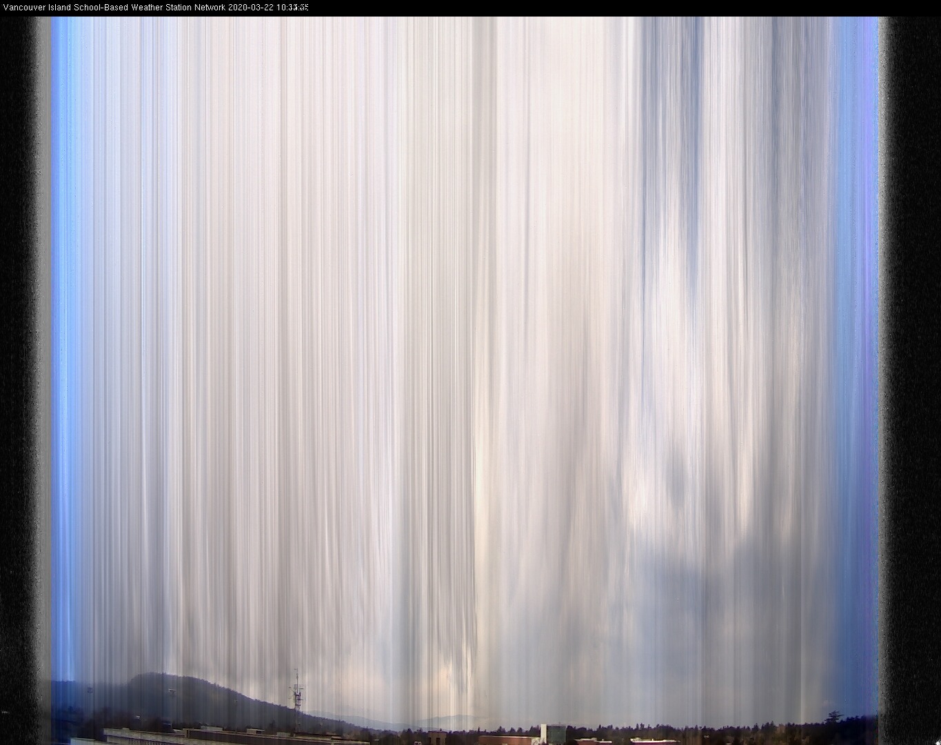 image of the sky seen from UVic, each column of pixels is a different minute, keogram