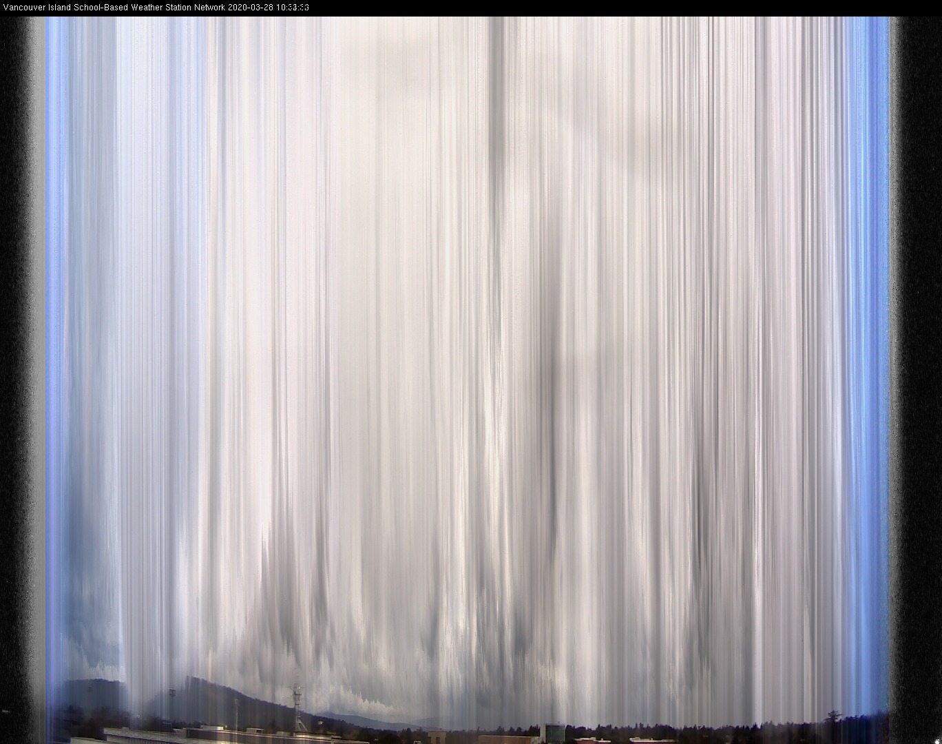 image of the sky seen from UVic, each column of pixels is a different minute, keogram