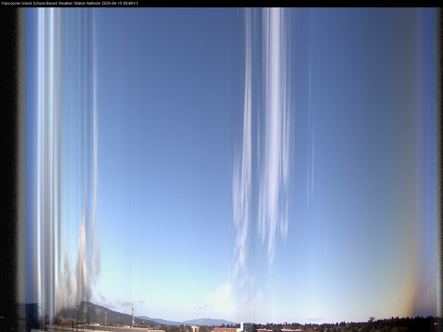 image of the sky seen from UVic, each column of pixels is a different minute, keogram