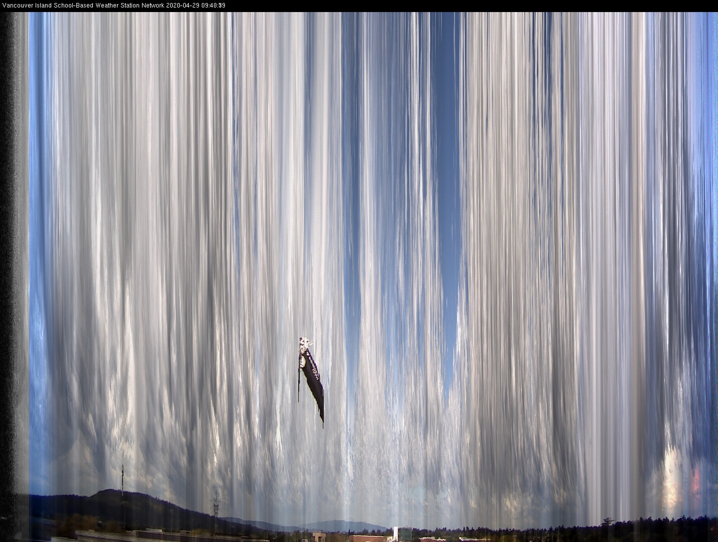 image of the sky seen from UVic, each column of pixels is a different minute, keogram
