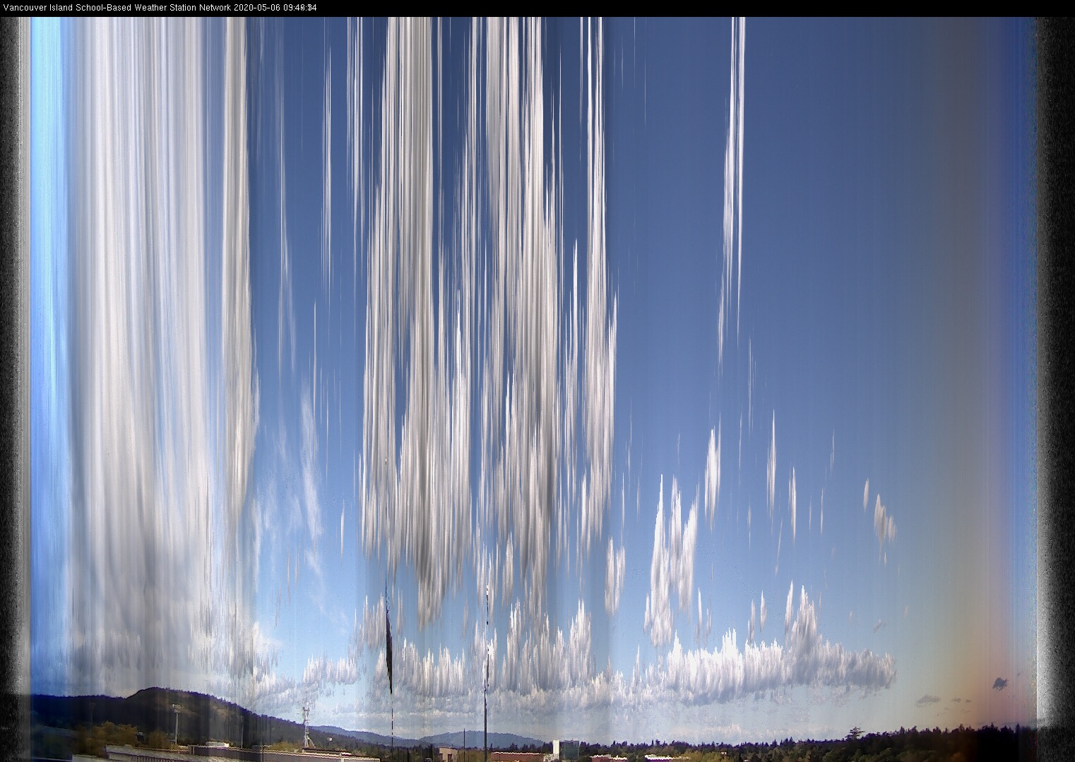 image of the sky seen from UVic, each column of pixels is a different minute, keogram