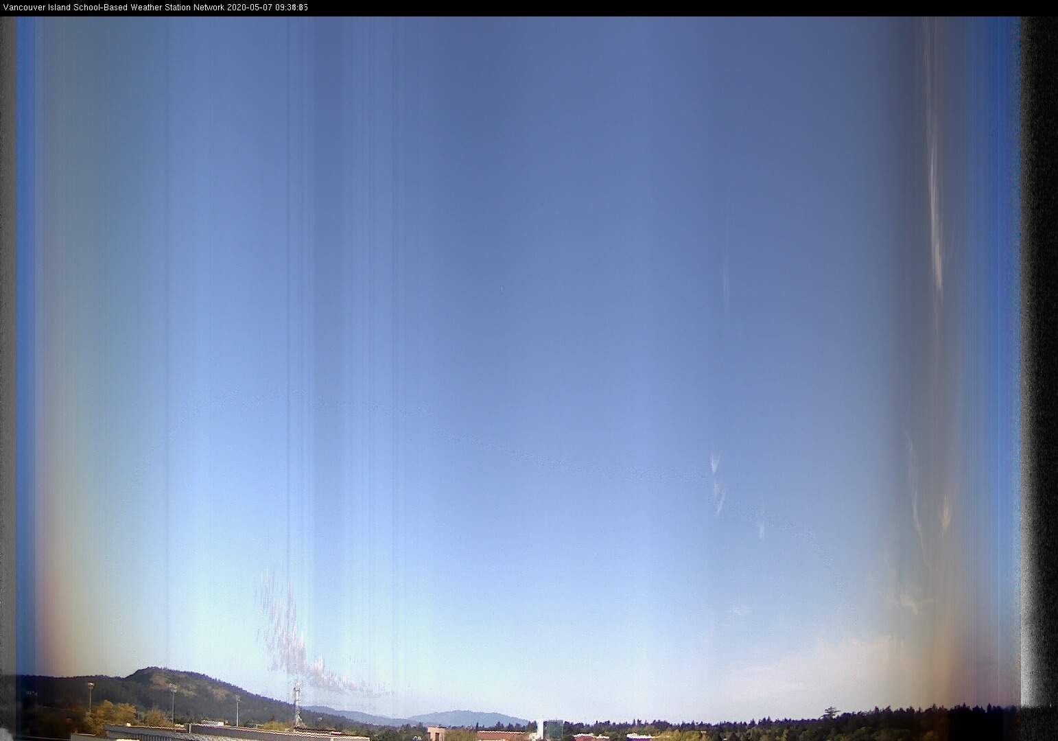 image of the sky seen from UVic, each column of pixels is a different minute, keogram