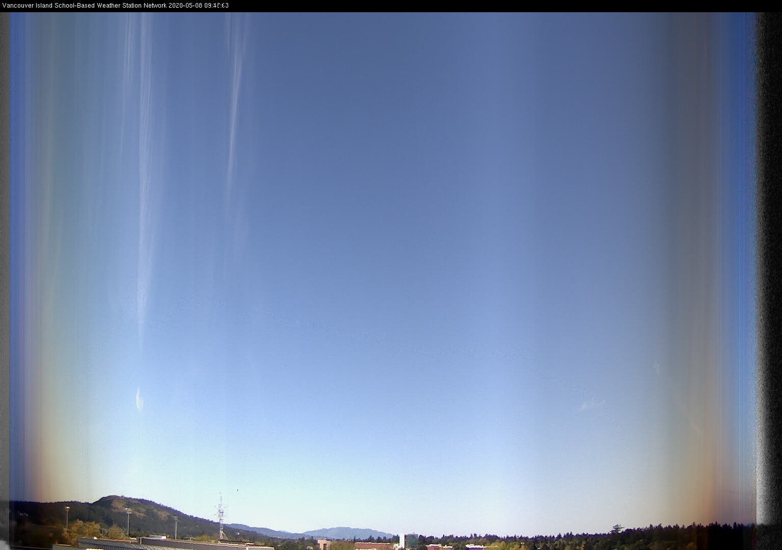 image of the sky seen from UVic, each column of pixels is a different minute, keogram