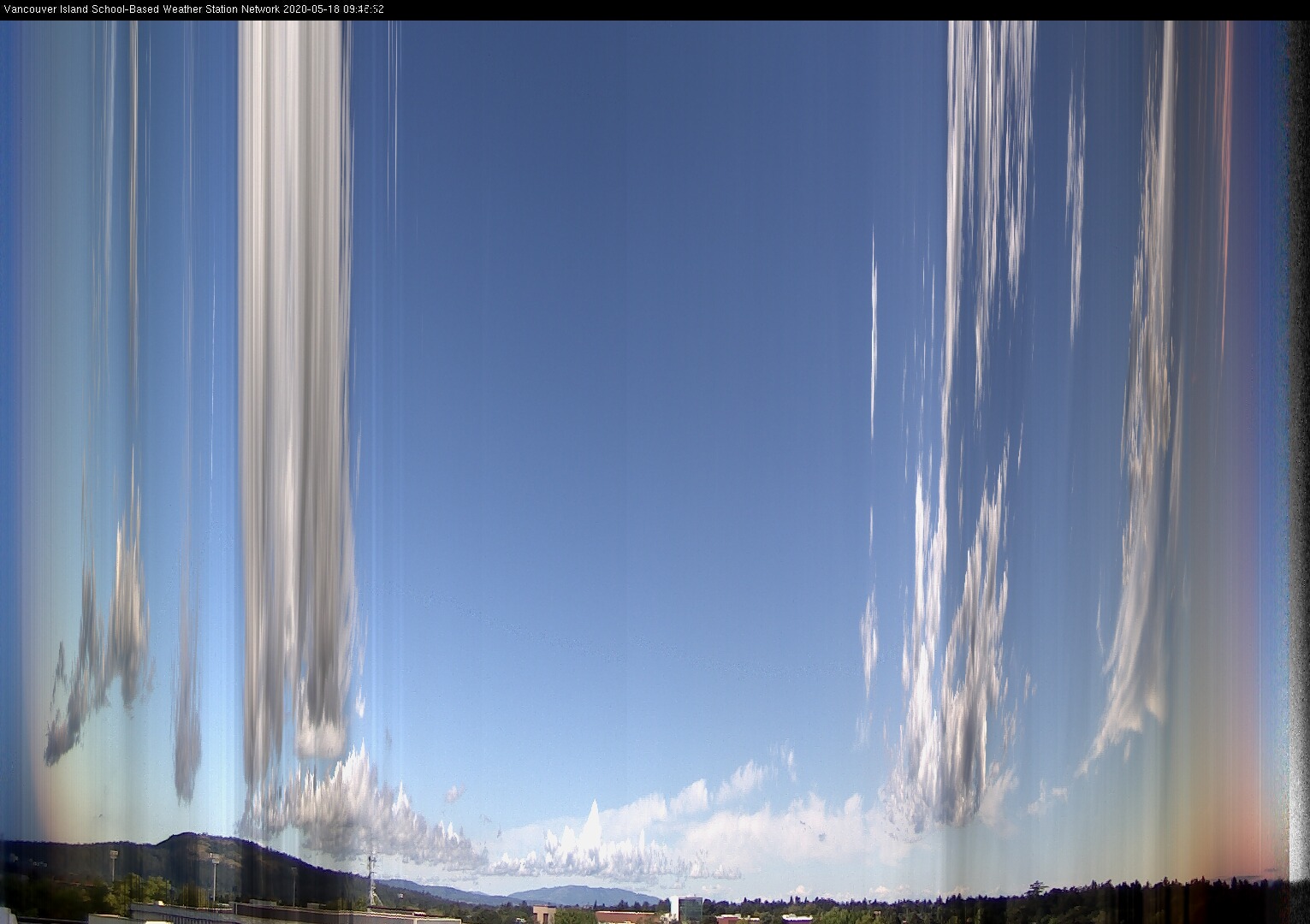 image of the sky seen from UVic, each column of pixels is a different minute, keogram