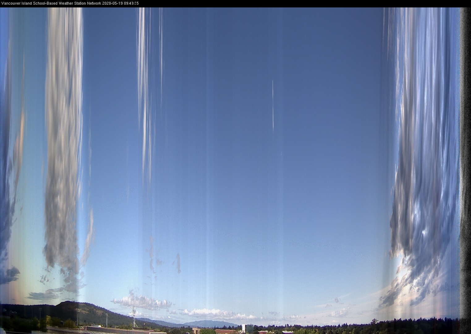 image of the sky seen from UVic, each column of pixels is a different minute, keogram