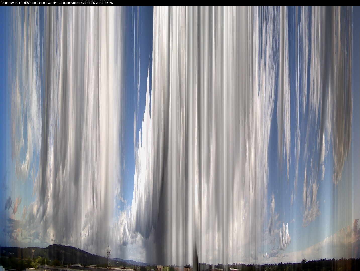 image of the sky seen from UVic, each column of pixels is a different minute, keogram