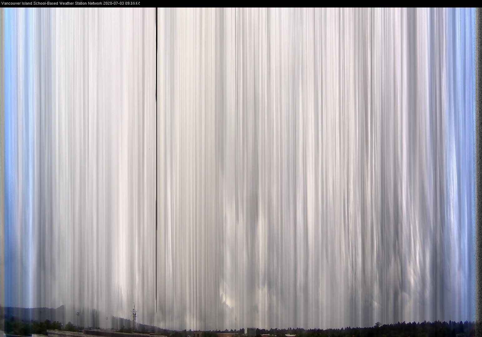 image of the sky seen from UVic, each column of pixels is a different minute, keogram