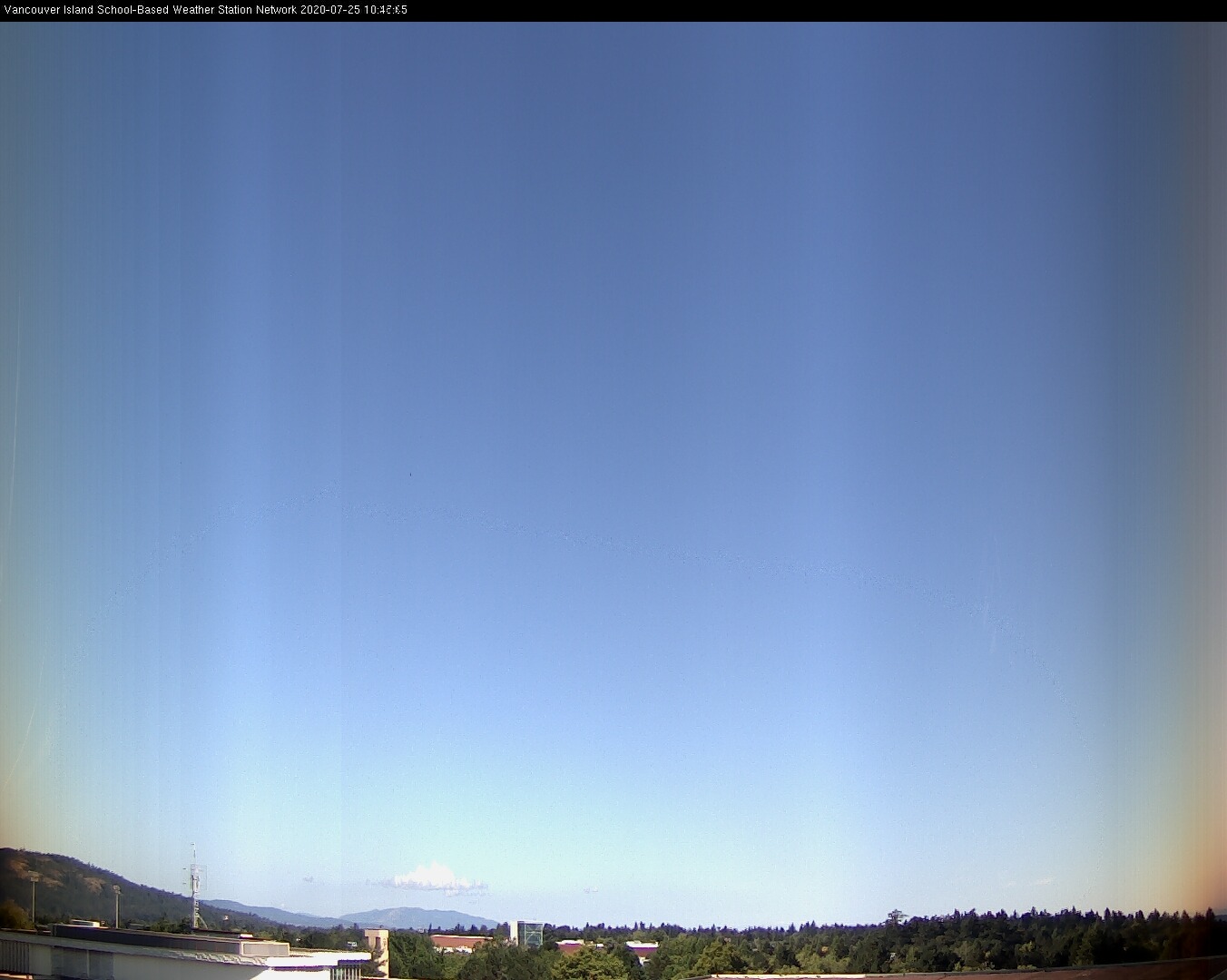 image of the sky seen from UVic, each column of pixels is a different minute, keogram