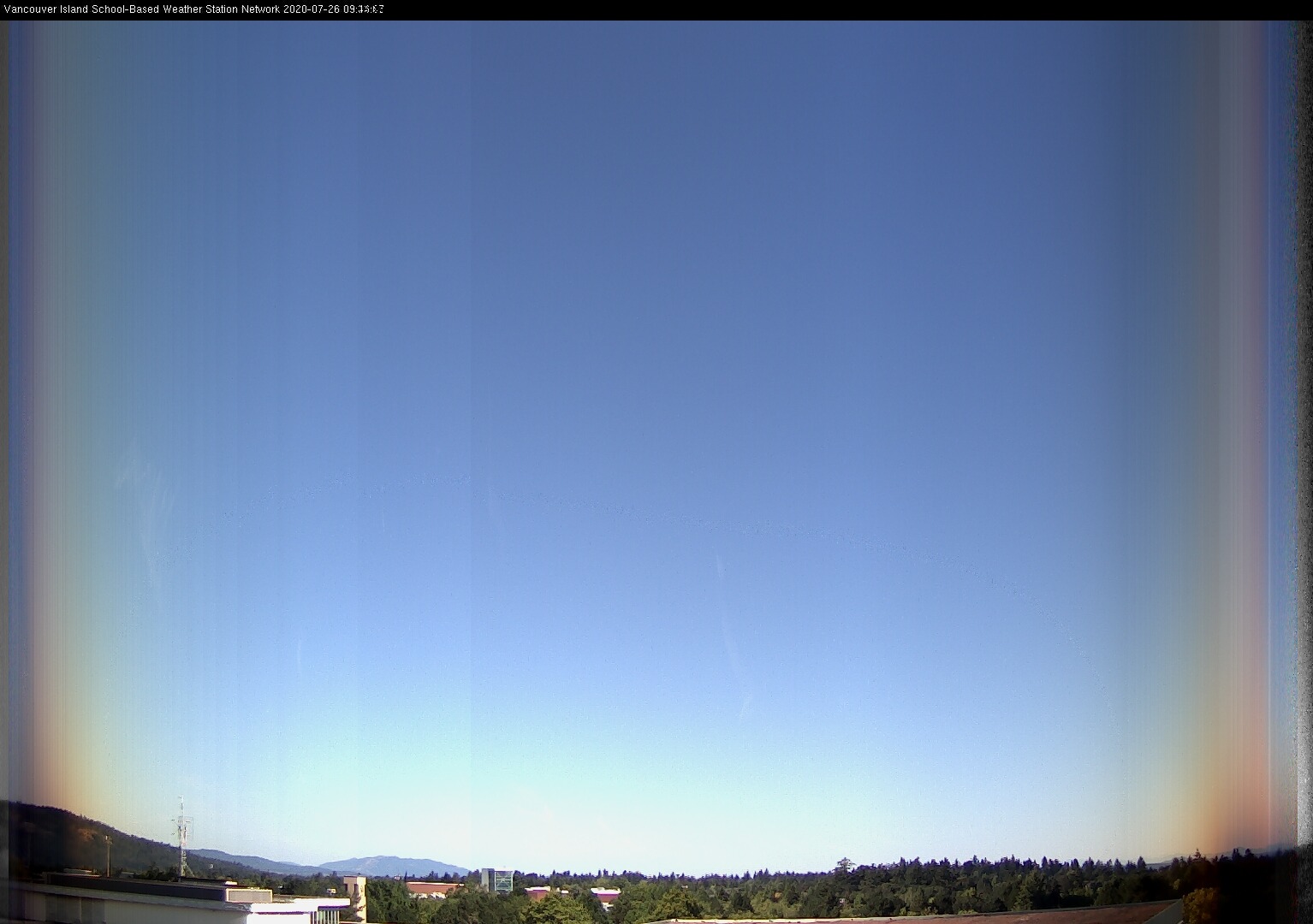 image of the sky seen from UVic, each column of pixels is a different minute, keogram