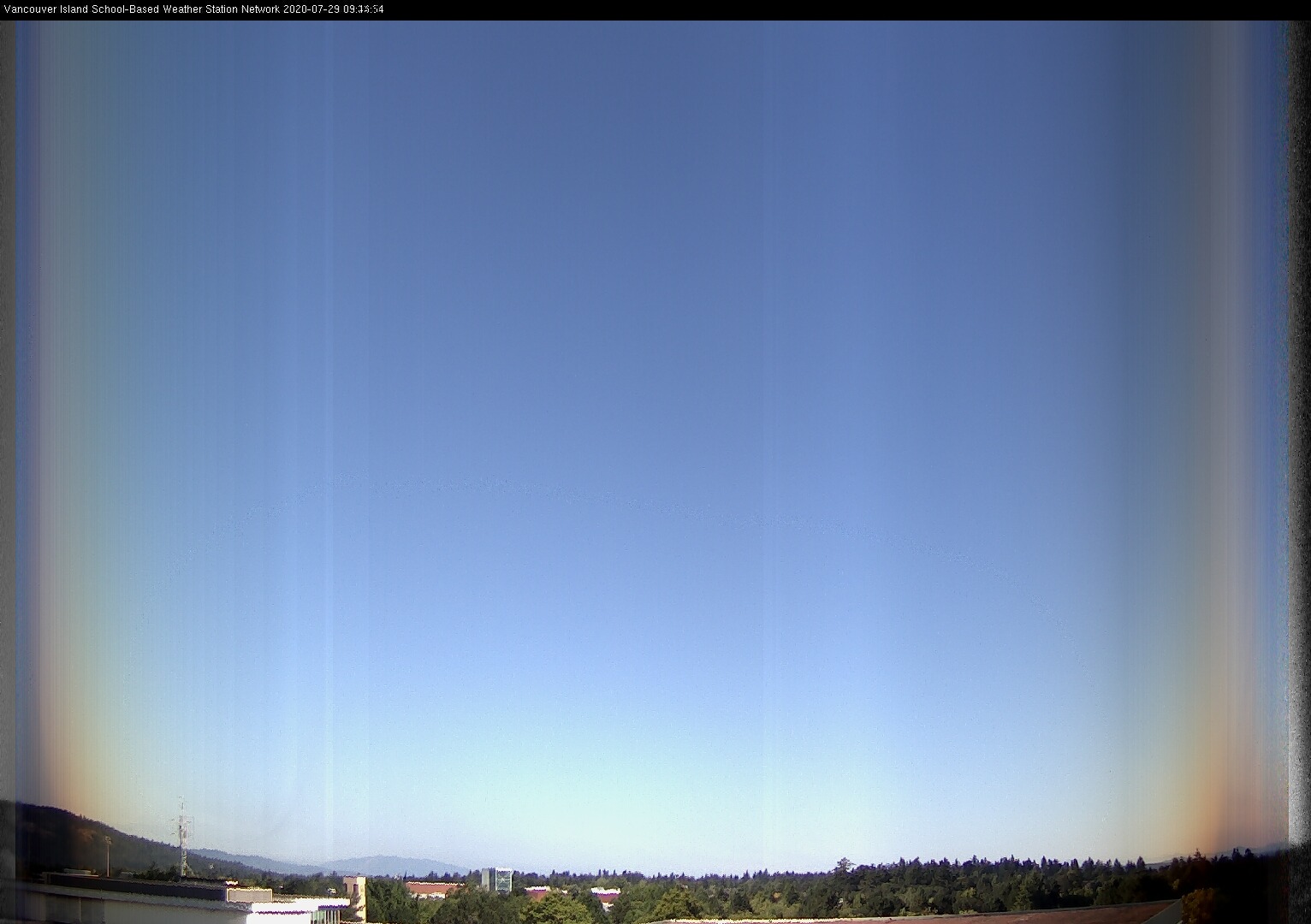 image of the sky seen from UVic, each column of pixels is a different minute, keogram