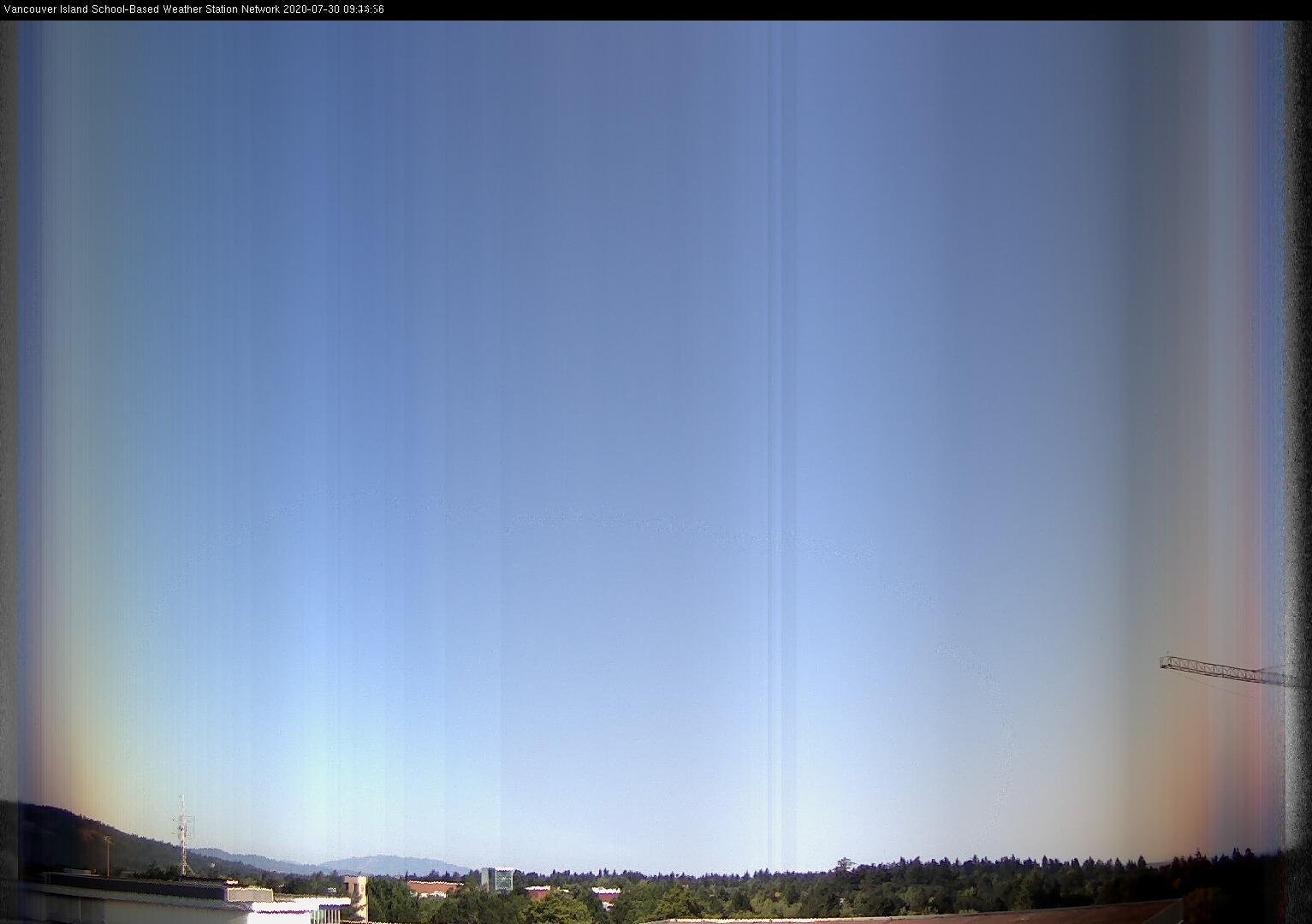 image of the sky seen from UVic, each column of pixels is a different minute, keogram