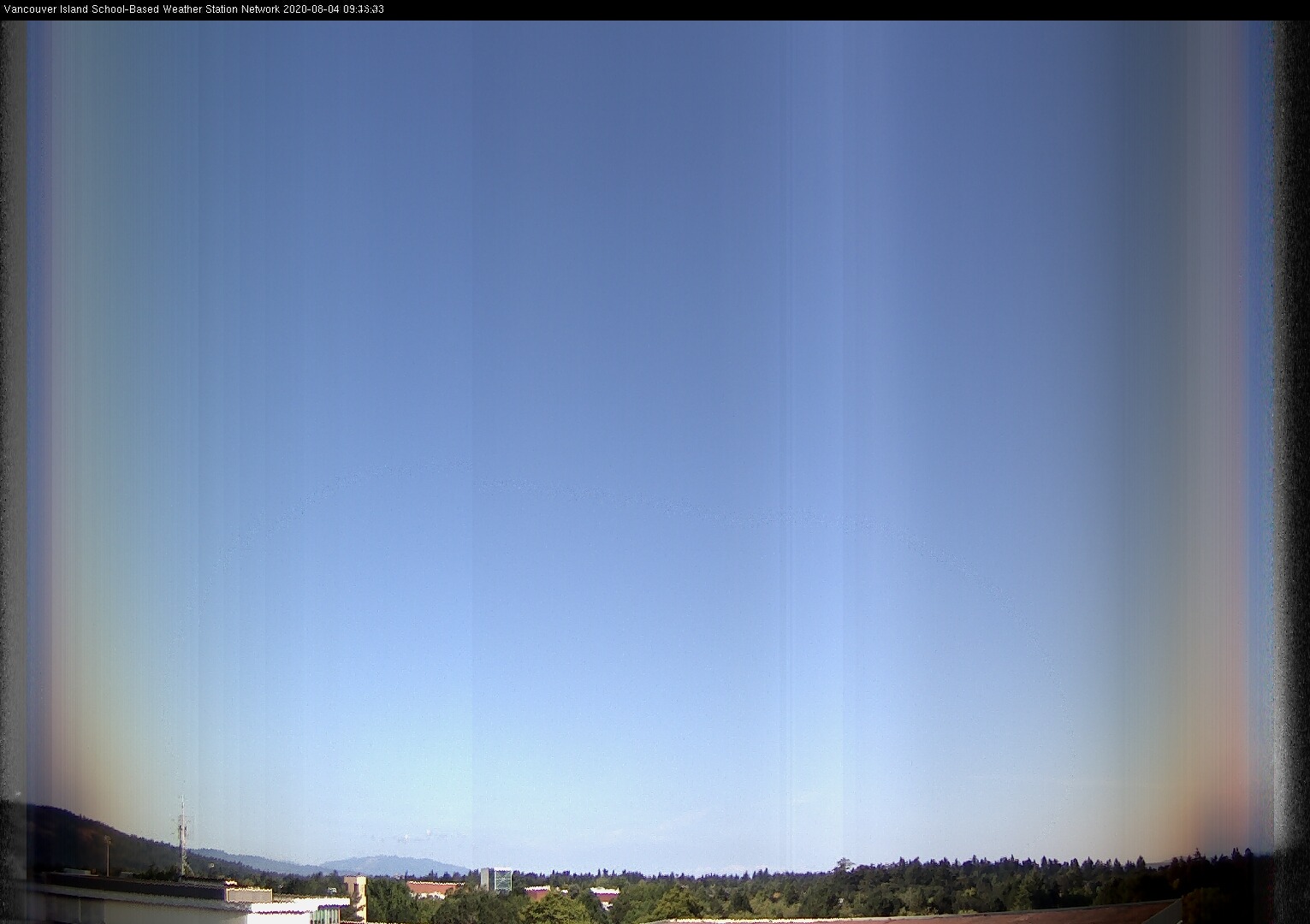 image of the sky seen from UVic, each column of pixels is a different minute, keogram