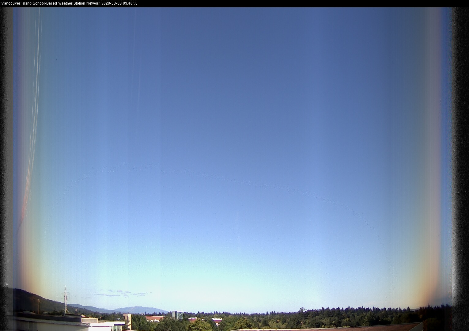 image of the sky seen from UVic, each column of pixels is a different minute, keogram