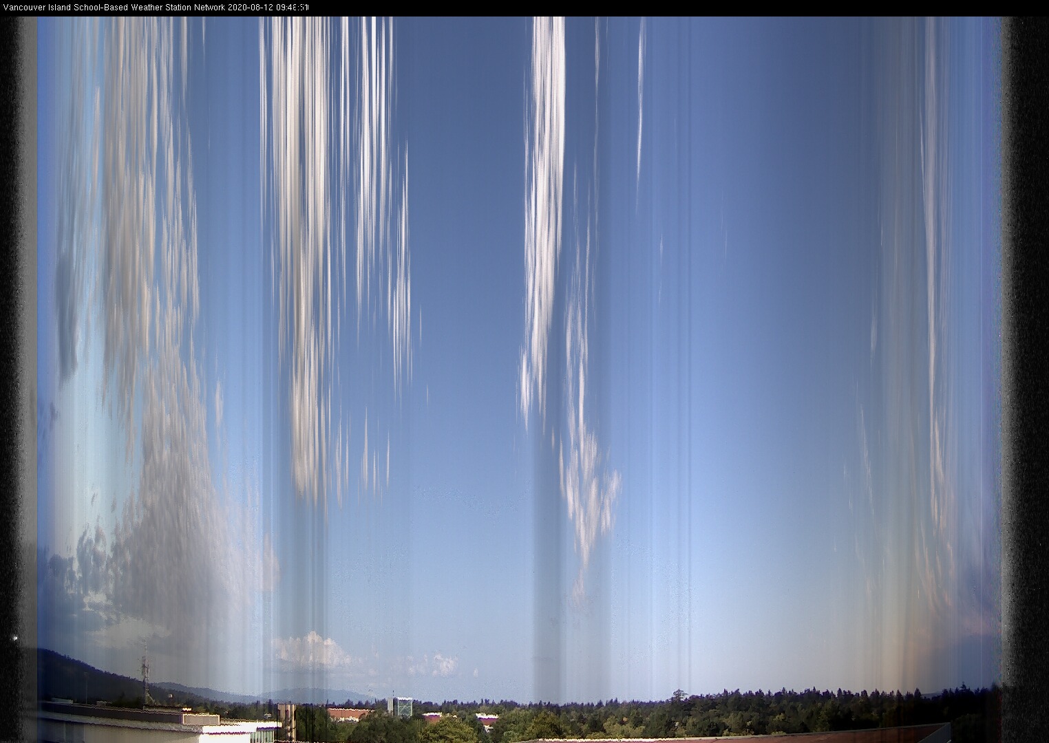 image of the sky seen from UVic, each column of pixels is a different minute, keogram