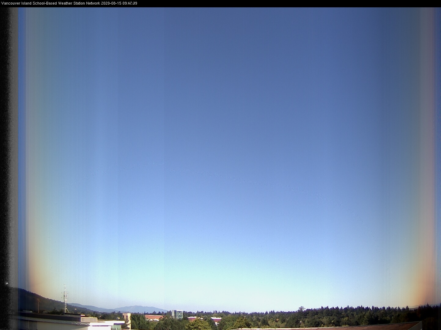 image of the sky seen from UVic, each column of pixels is a different minute, keogram