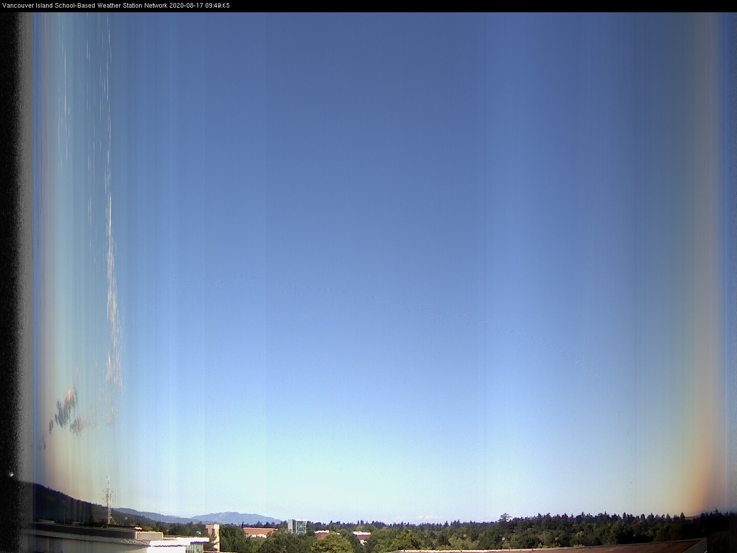 image of the sky seen from UVic, each column of pixels is a different minute, keogram