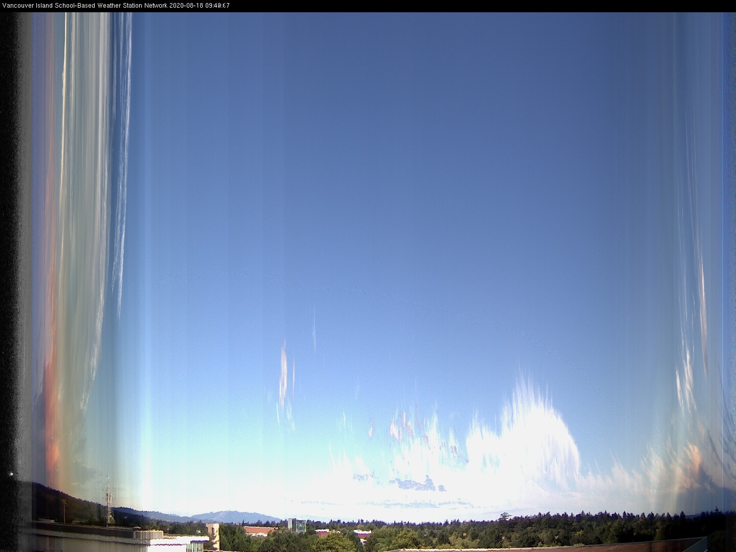image of the sky seen from UVic, each column of pixels is a different minute, keogram