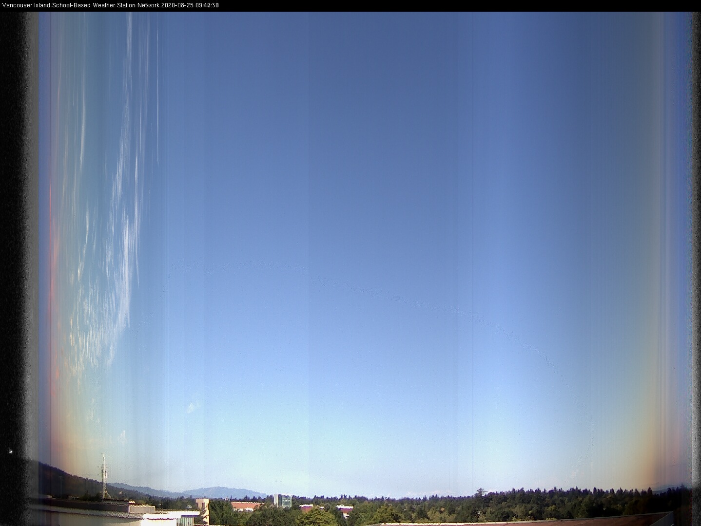 image of the sky seen from UVic, each column of pixels is a different minute, keogram