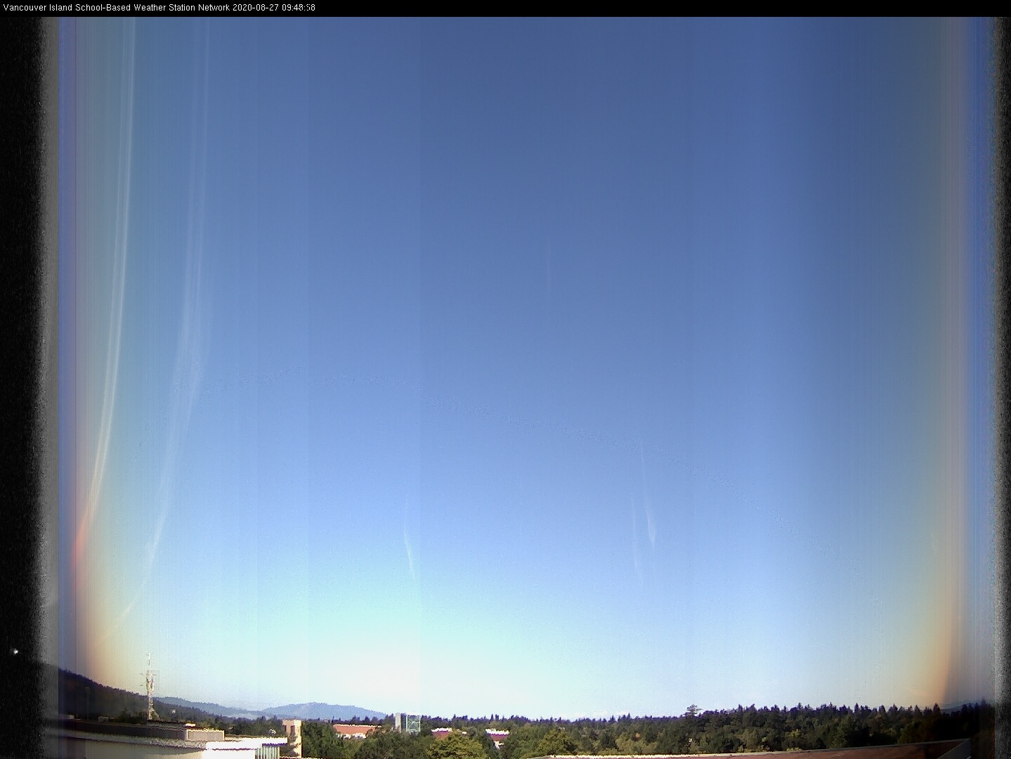 image of the sky seen from UVic, each column of pixels is a different minute, keogram