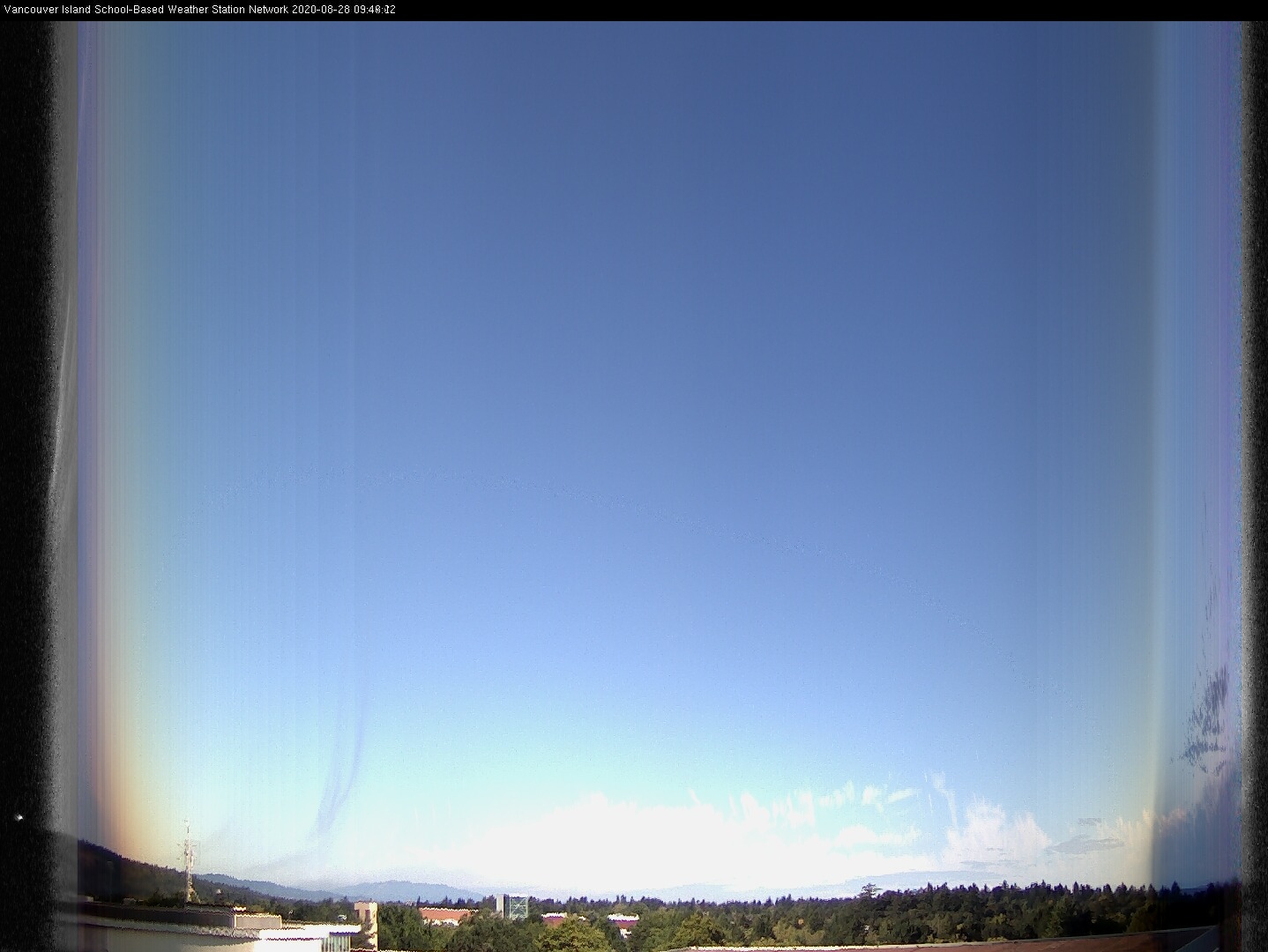 image of the sky seen from UVic, each column of pixels is a different minute, keogram