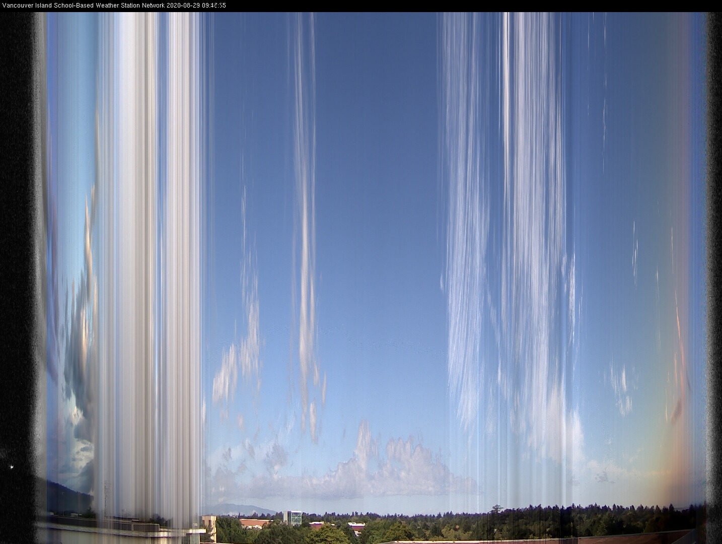 image of the sky seen from UVic, each column of pixels is a different minute, keogram