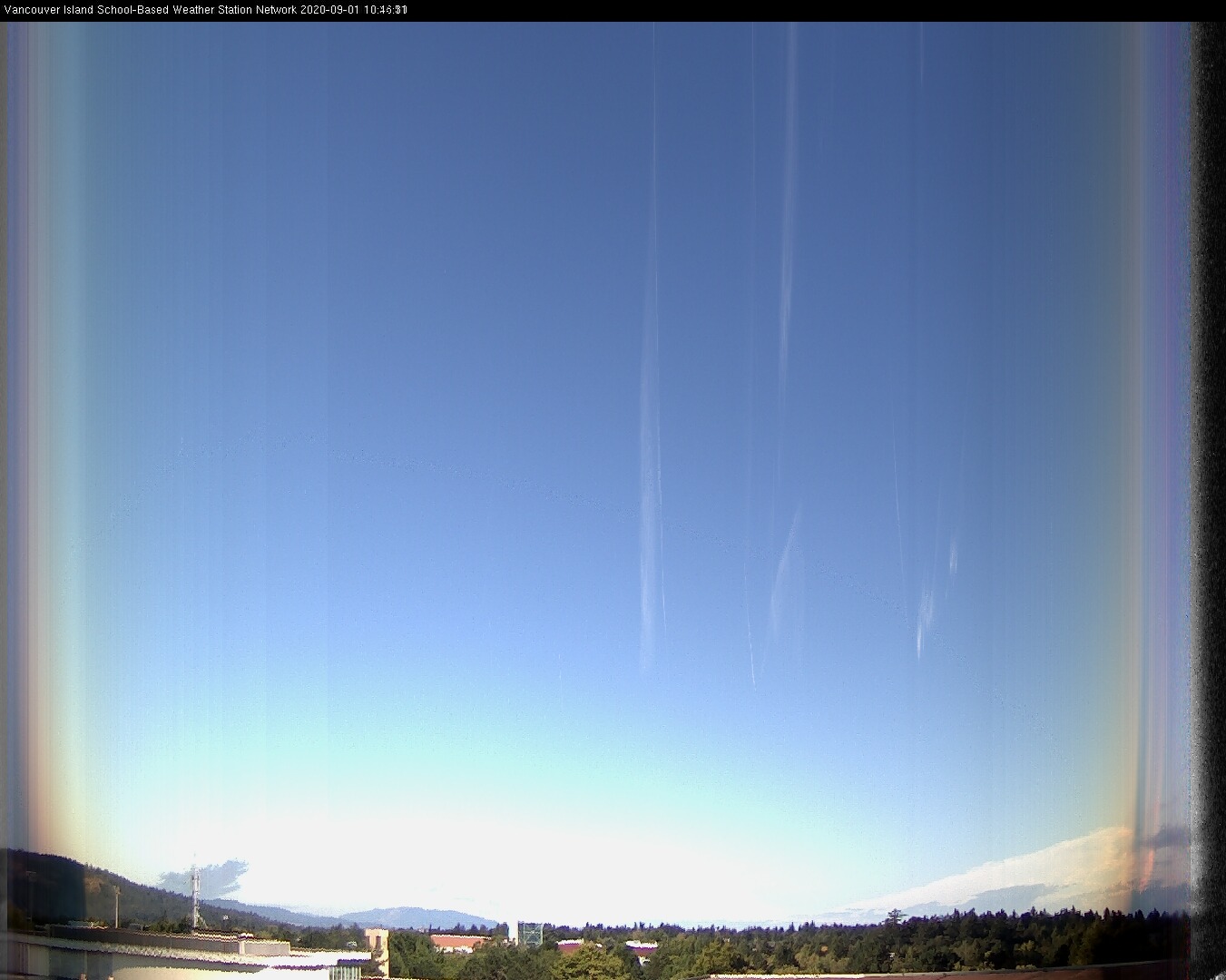image of the sky seen from UVic, each column of pixels is a different minute, keogram