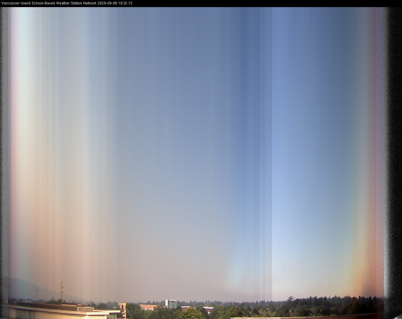 image of the sky seen from UVic, each column of pixels is a different minute, keogram