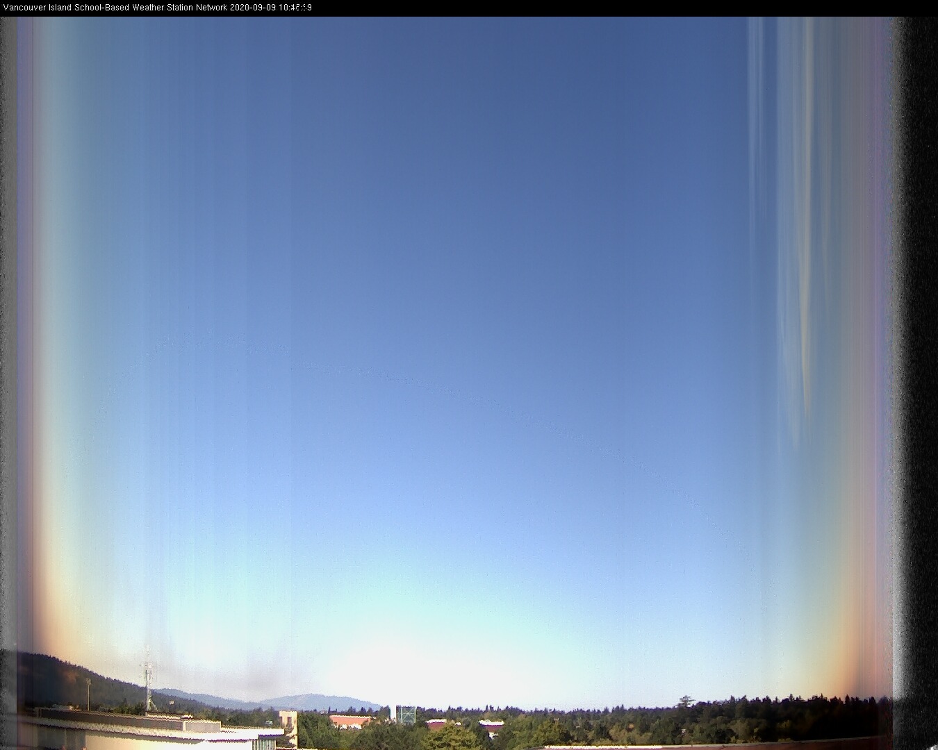 image of the sky seen from UVic, each column of pixels is a different minute, keogram