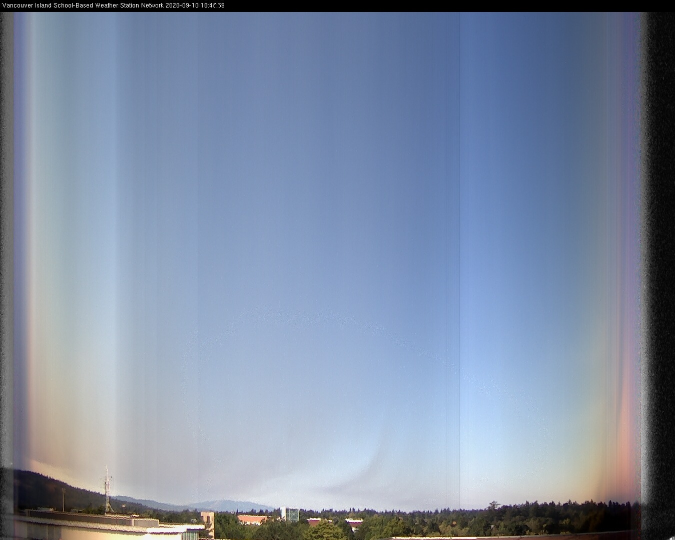 image of the sky seen from UVic, each column of pixels is a different minute, keogram