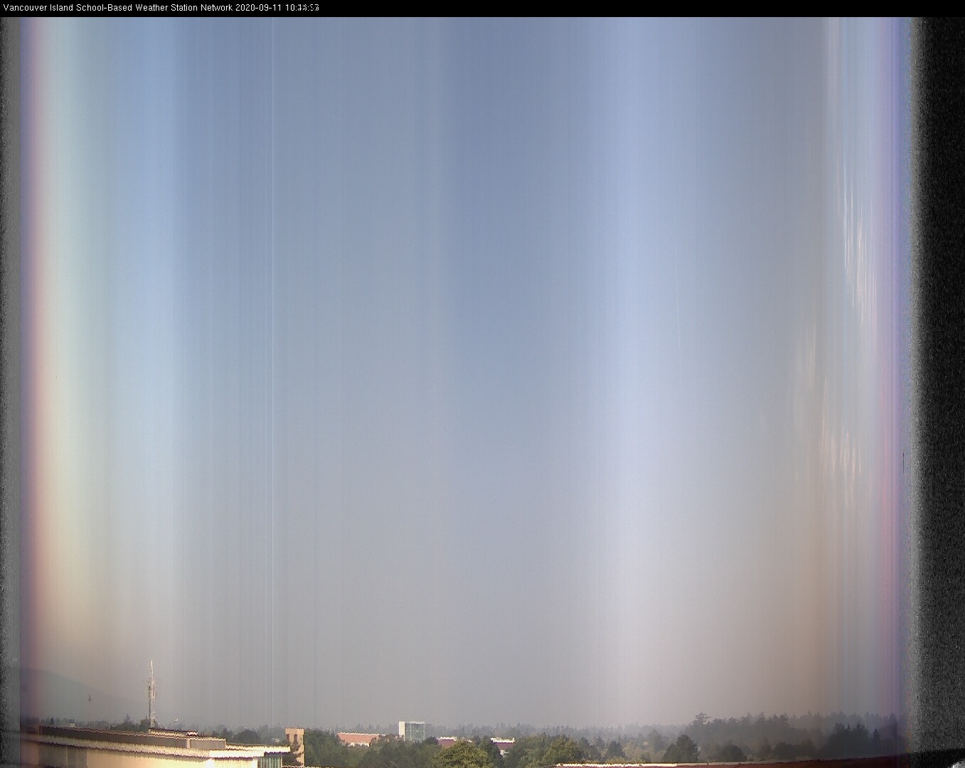 image of the sky seen from UVic, each column of pixels is a different minute, keogram